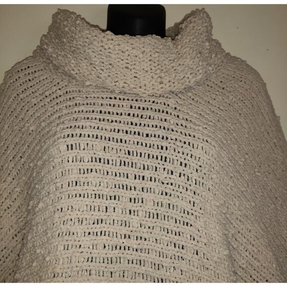 POL Chenille Turtleneck Chunky Sweater Womens S Beige 3/4 Cuffed Sleeves - Picture 5 of 16